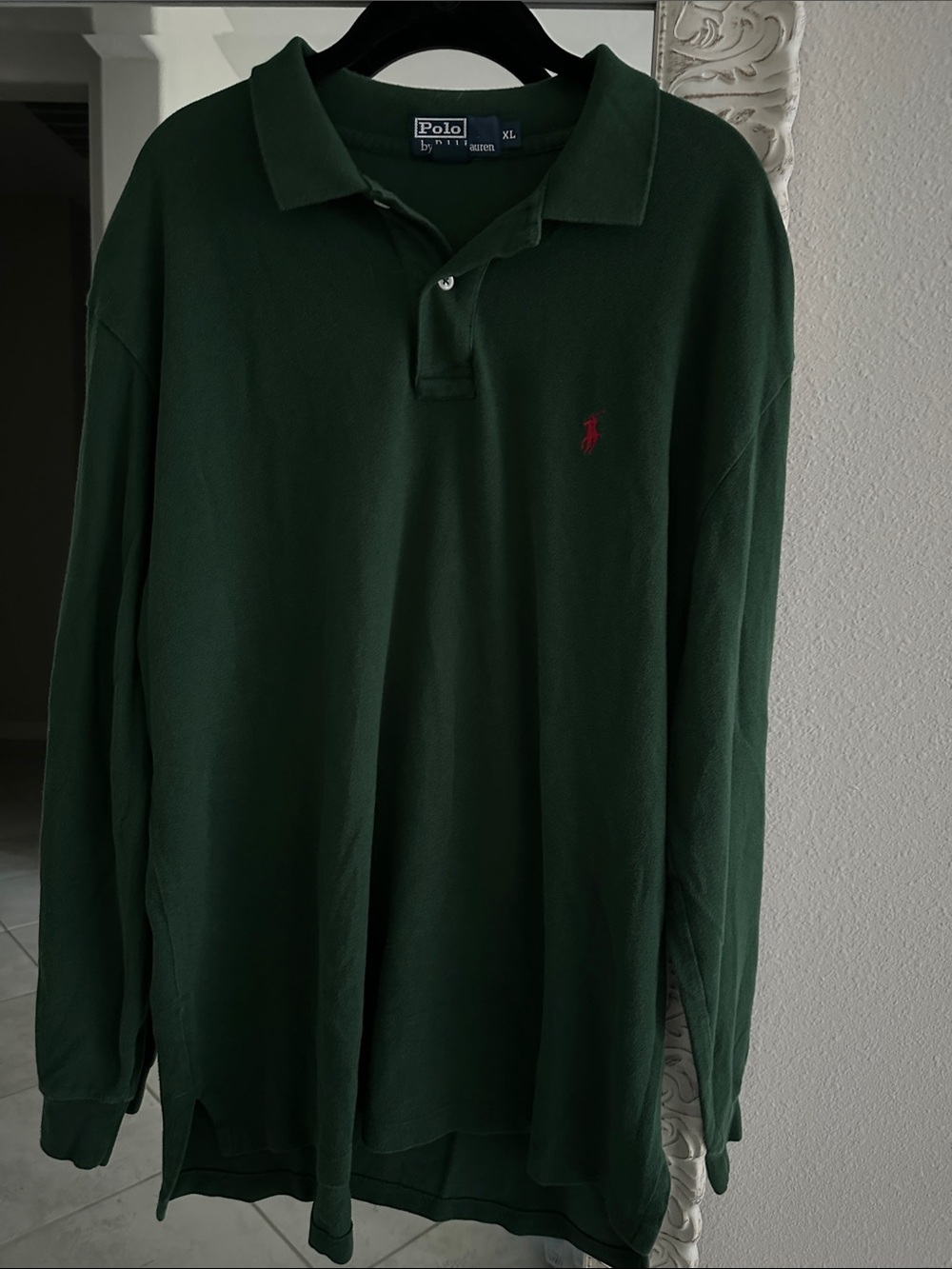 Polo by Ralph Lauren Dark Green Long-Sleeve Polo with Red Pony